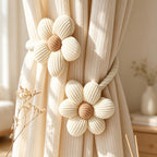 Flower Curtain Tieback with Flexible Wrapped Stem