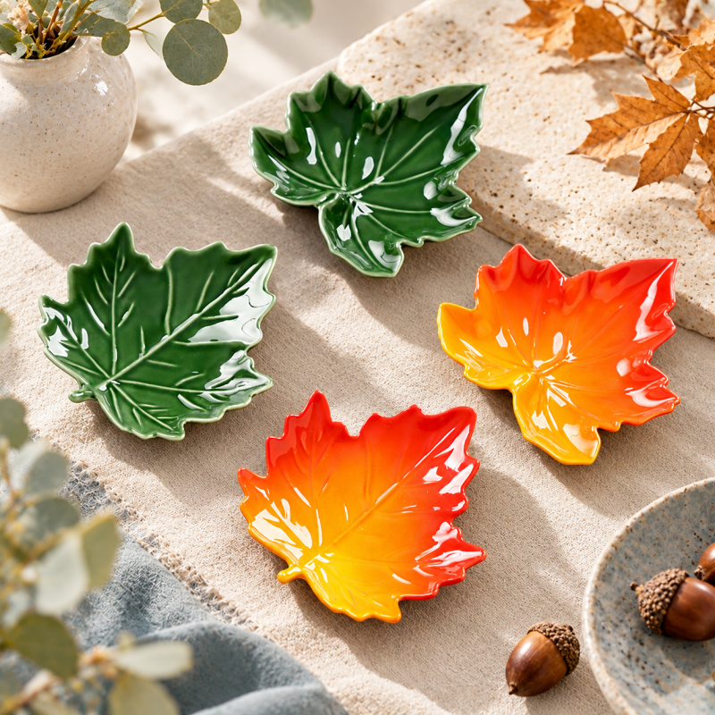 CouldNook Maple Leaf Jewelry Dish - Veined Glaze