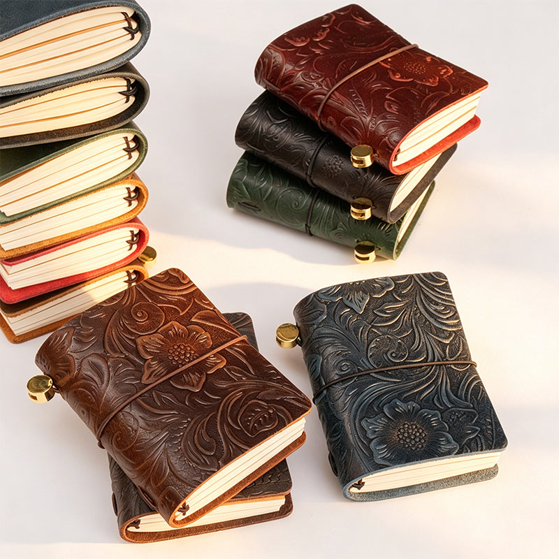 CouldNook Mini Vintage Embossed Carved - Leather Traveler’s Notebook