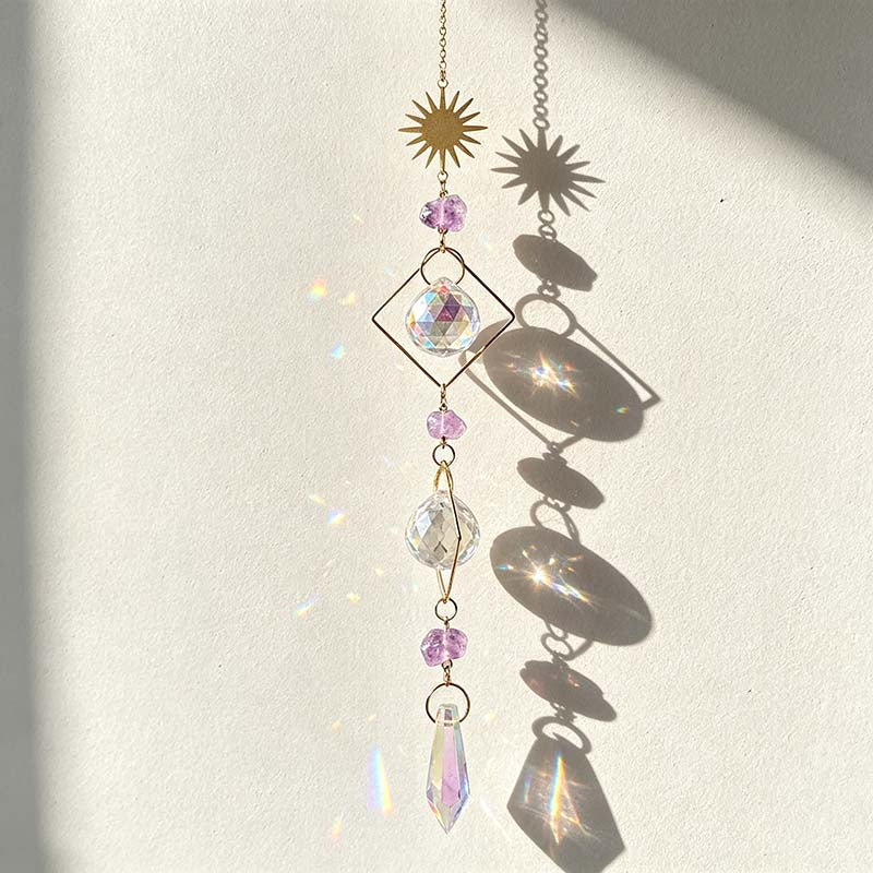 CouldNook Amethyst Crystal Suncatcher Decorative - Crescent Moon Design