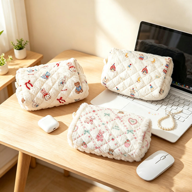CouldNook Quilted Pattern Print Pencil Case - Vanity Storage Accent