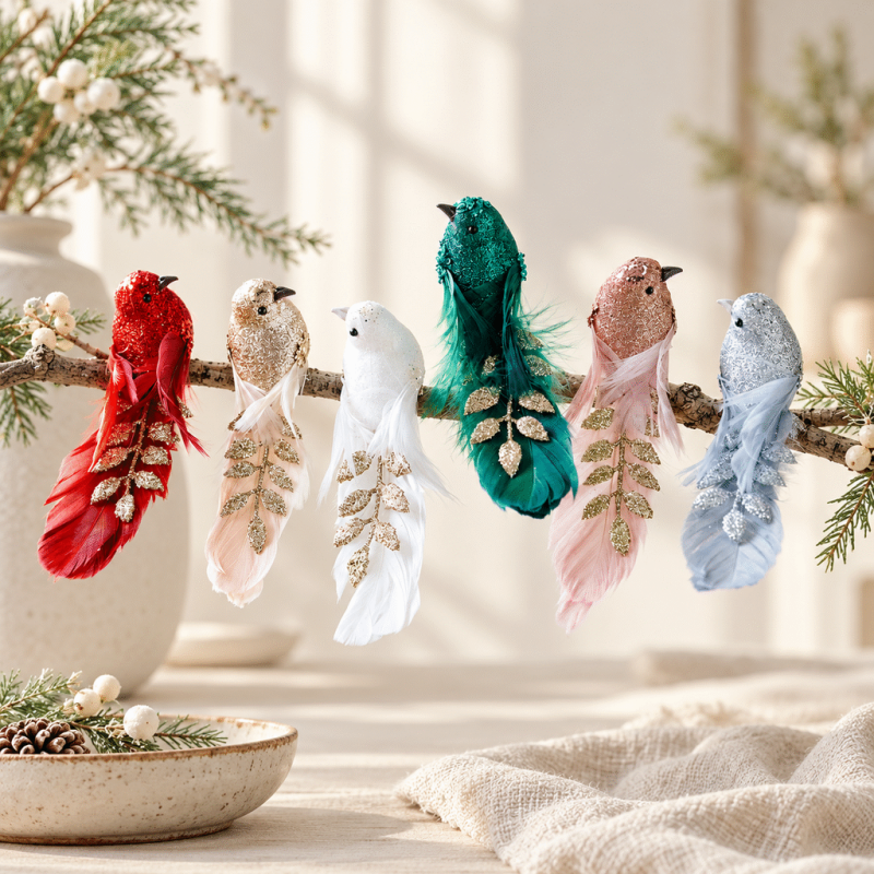 CouldNook Feather Bird Christmas Ornament - Glitter Detail