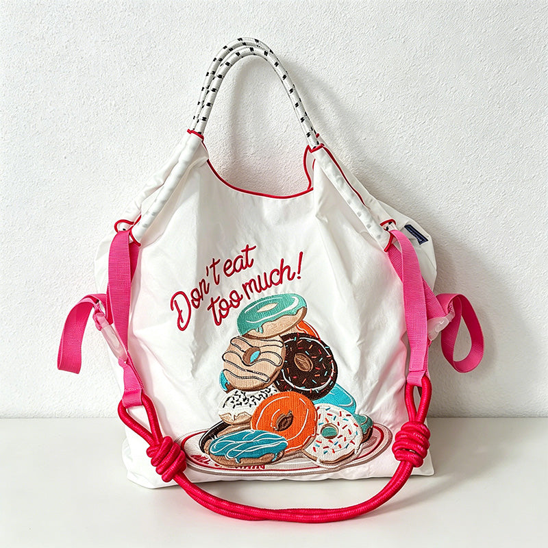 CouldNook Donut Embroidery Shopping Bag - Everyday Market Accent
