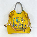 CouldNook Cartoon Character Collage Embroidery Shopping Bag - Everyday Market Accent