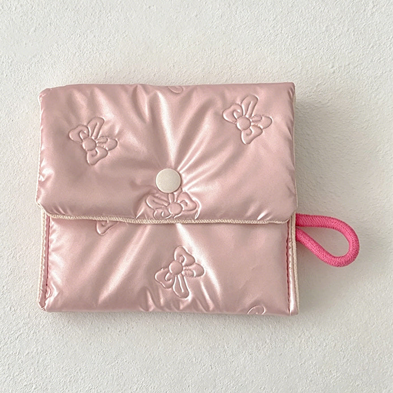 CouldNook Bow Embossed Mini Storage Pouch - Portable Makeup & Sanitary Bag