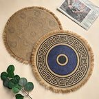 CouldNook Printed Jute Tassel Mat - Aesthetic Bohemian Round Placemat