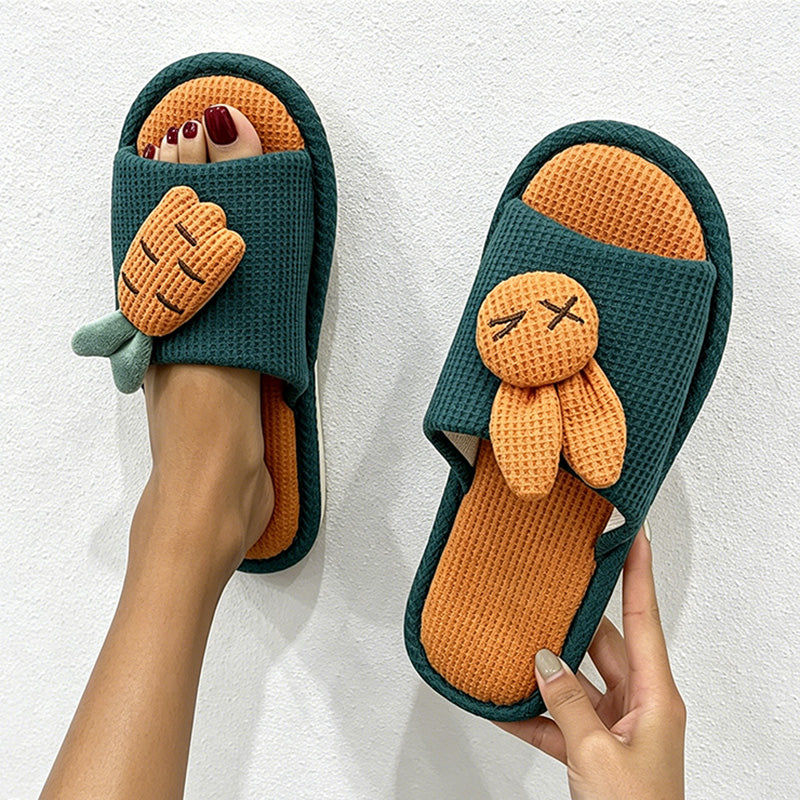 CouldNook Bunny Pattern Open Toe Slippers - Playful Kitchen Accent