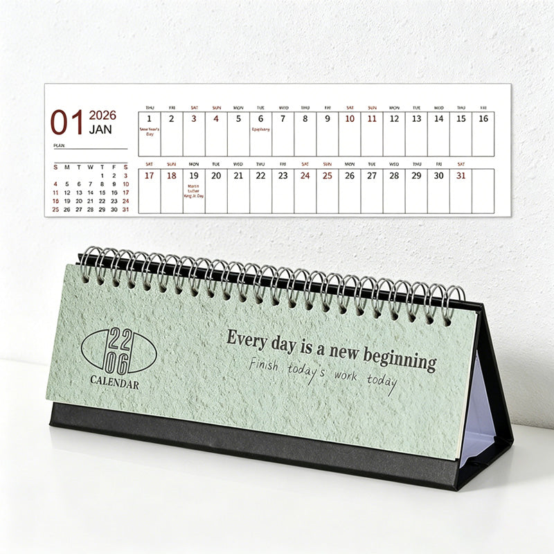 CouldNook Mini Desk Calendar - Minimalist English Desktop Calendar 2026-2025