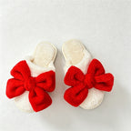 CouldNook Bunny Ear Bow Open Toe Slippers - Soft Bedroom Accent