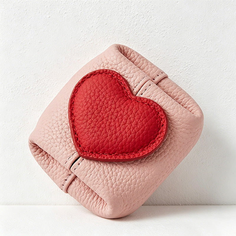 CouldNook Heart Accent Faux PU Mini Pouch - Earbud Case