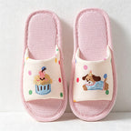 CouldNook Soft Animal Applique Open Toe House Slippers - Warm Home Accent