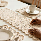 CouldNook Hand Crochet Cotton Coaster & Table Runner - Boho Table Decor
