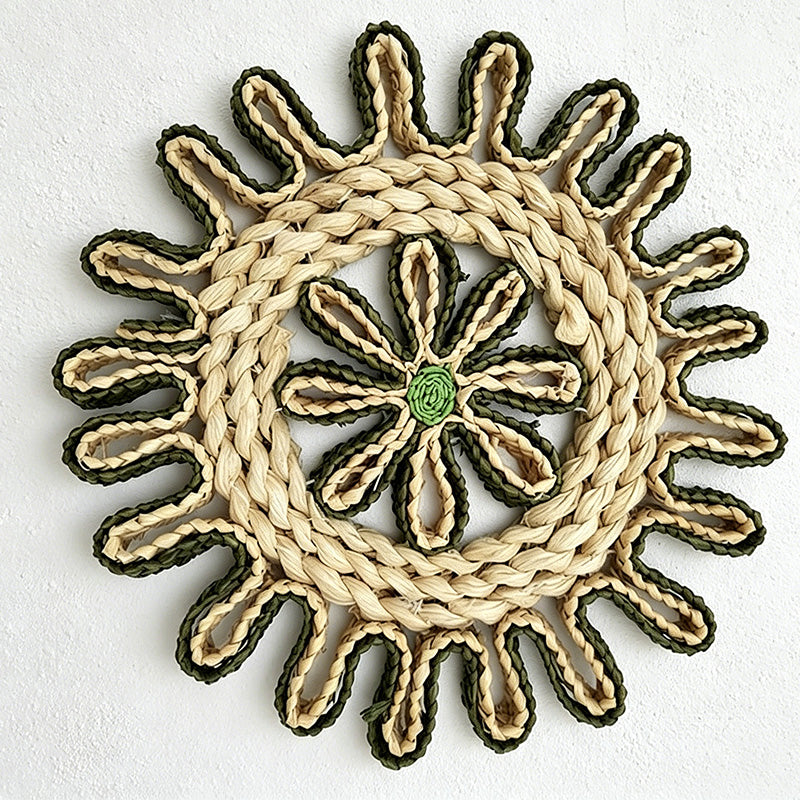 CouldNook Flower Shape Corn Woven Mat - Aesthetic Natural Placemat