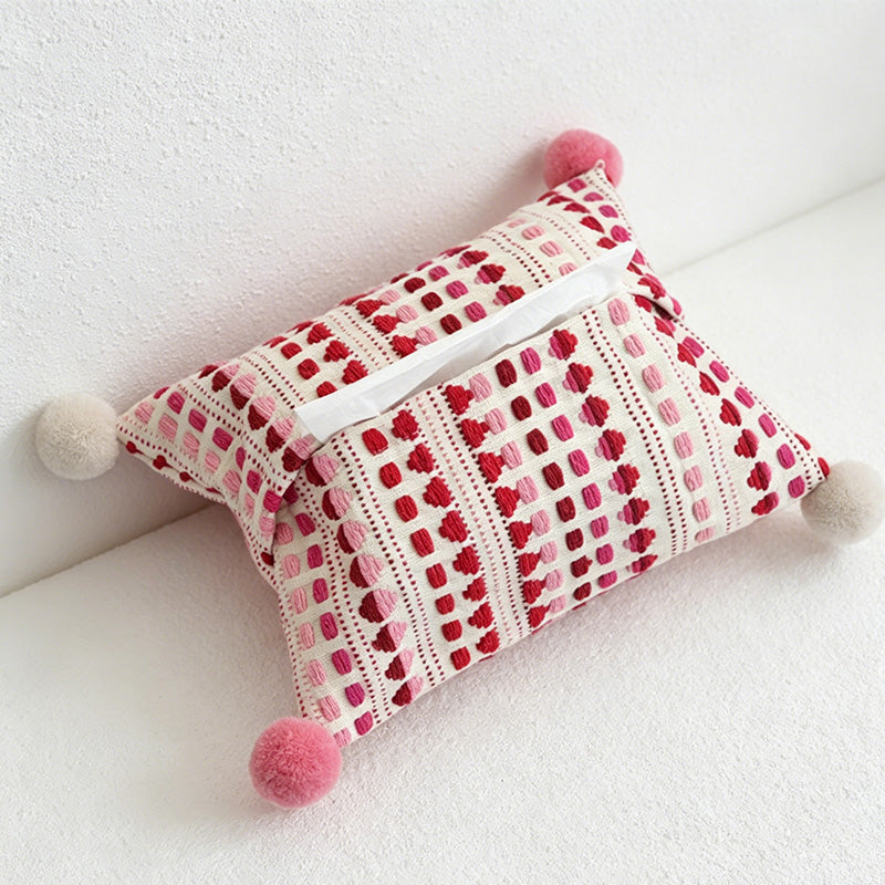 CouldNook Woven-Look Tissue Box Cover - Pom Corner Holder