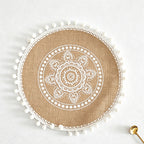 CouldNook Jute Ball Edge Woven Placemat - Aesthetic Rustic Table Mat
