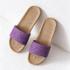 CouldNook Flax-Look Cross Strap Slide Slippers - Soft Home Accent