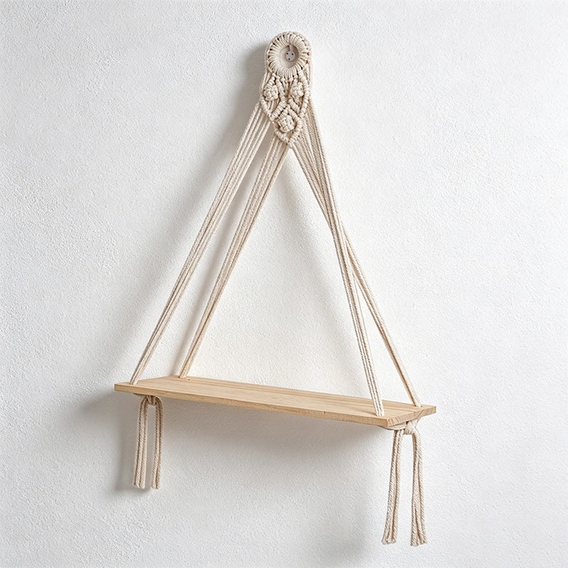 CouldNook Macrame Wooden Wall Shelf - Wall Accent Decor