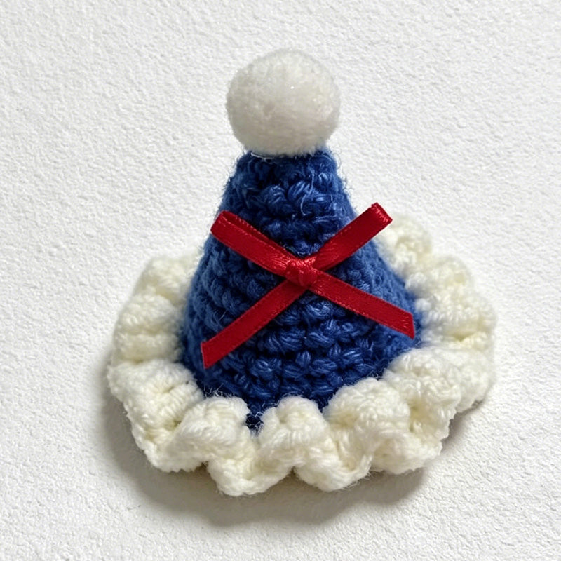CouldNook Mini Hand Crochet Santa Hat - Pet & Doll Festive Accessory