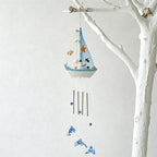 CouldNook Mediterranean Bell Hanging - Nautical Sailboat Wall Ornament