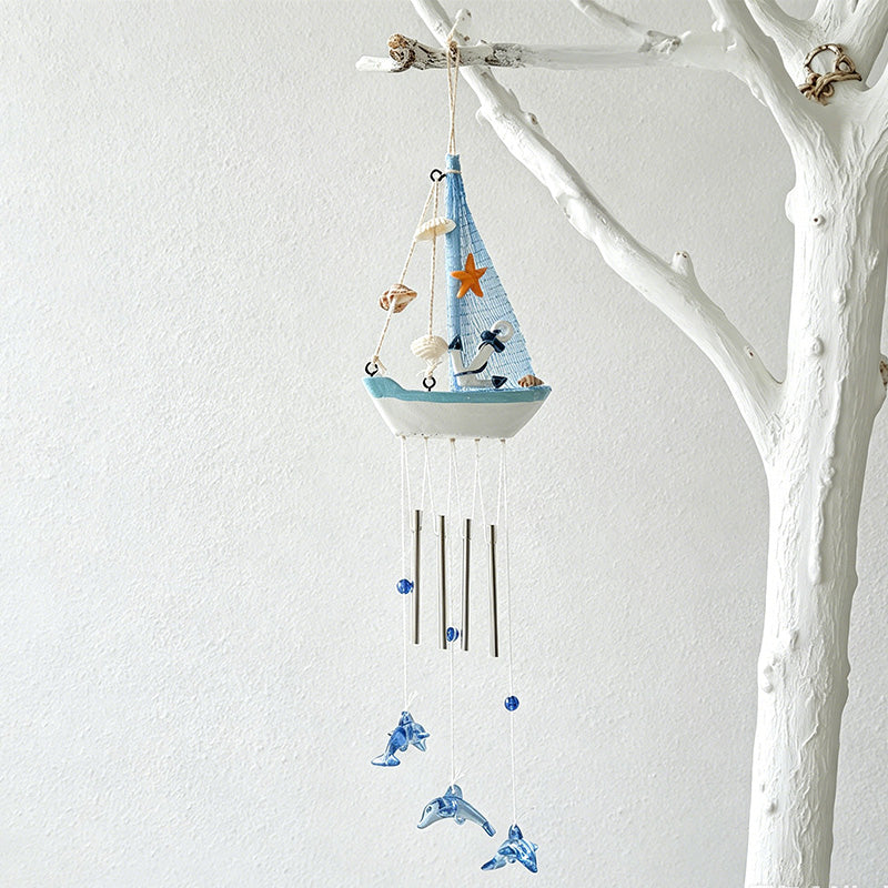 CouldNook Mediterranean Bell Hanging - Nautical Sailboat Wall Ornament