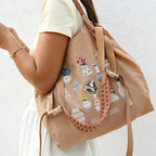 CouldNook Vase & Flower Embroidery Shopping Bag - Everyday Market Accent