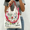 CouldNook Wildflower Bouquet Embroidery Shopping Bag - Everyday Market Accent
