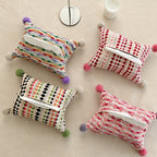 CouldNook Woven-Look Tissue Box Cover - Pom Corner Holder