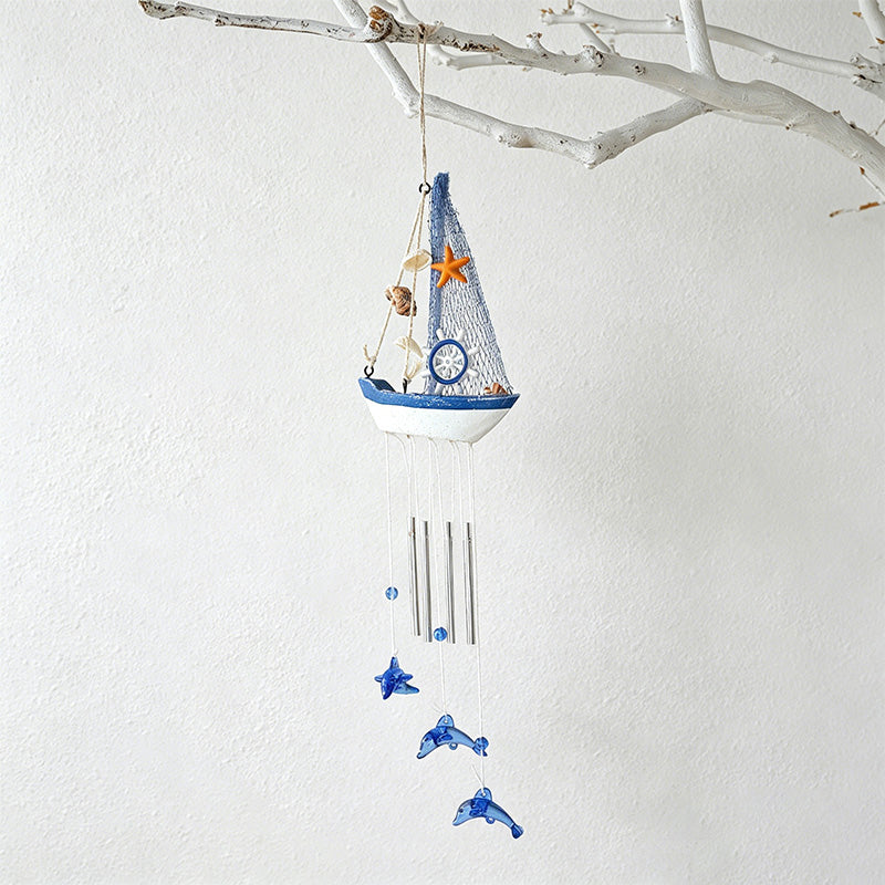 CouldNook Blue & White Wooden Sailboat - Nautical Sailboat Wall Ornament