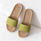 CouldNook Flax-Look Cross Strap Slide Slippers - Soft Home Accent