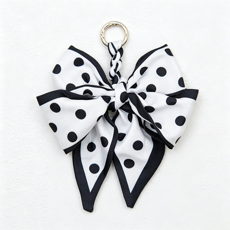 CouldNook 5.51''  Black Series Pattern Bow Bag Charm - Handle Accent