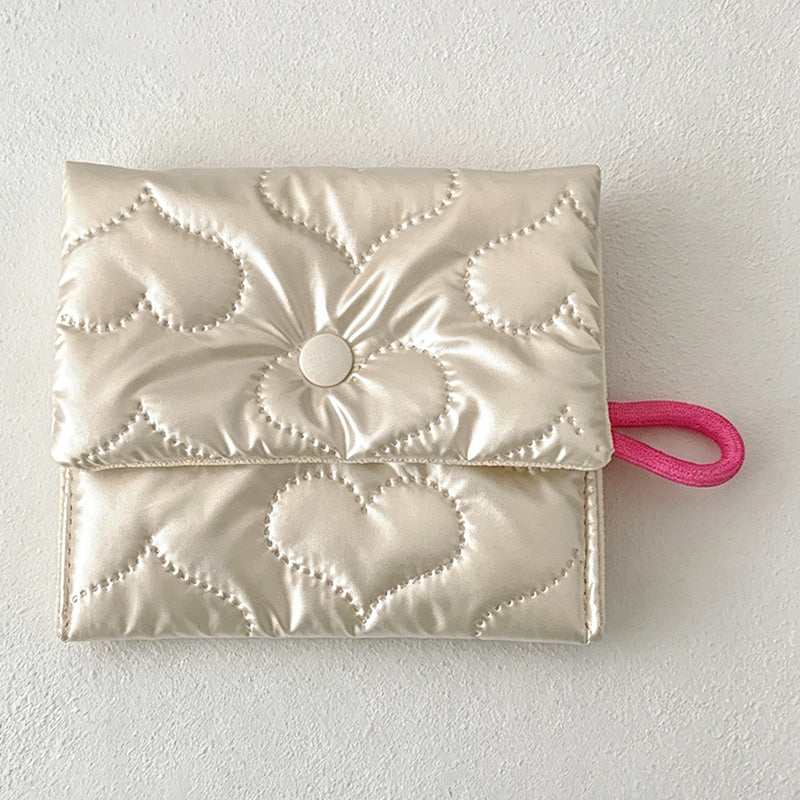 CouldNook Heart Quilted Mini Storage Pouch - Portable Makeup & Sanitary Bag