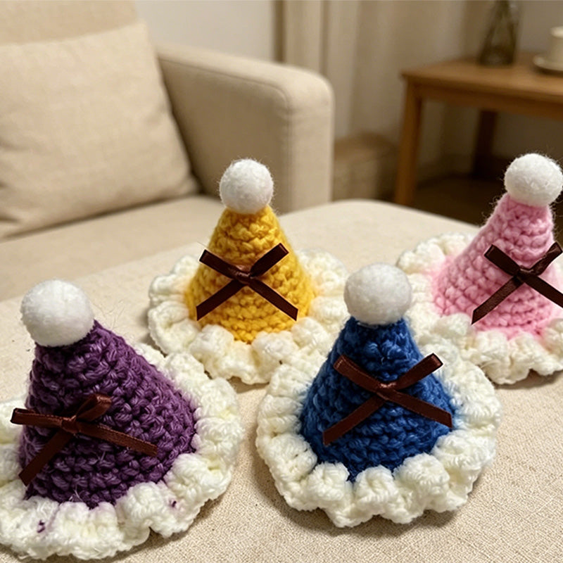 CouldNook Mini Hand Crochet Santa Hat - Pet & Doll Festive Accessory