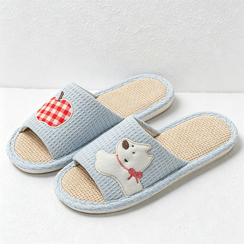 CouldNook Soft Animal Applique Open Toe House Slippers - Warm Home Accent