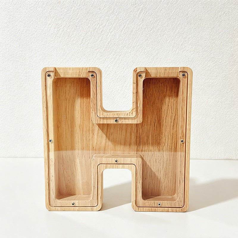 CouldNook 26-letter Wooden Money Box - Desktop Savings Ornament