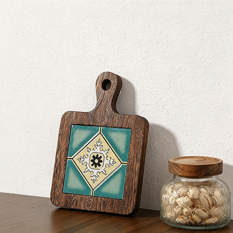 CouldNook Vintage Tile Wooden Trivet - Heat Resistant Kitchen Pot Holder