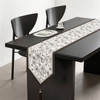 CouldNook Retro French Vintage Floral Table Runner - Luxury V-Shape Tassel Mat