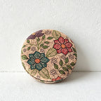 CouldNook Retro Cork Floral Round Double-Sided Pocket Mirror