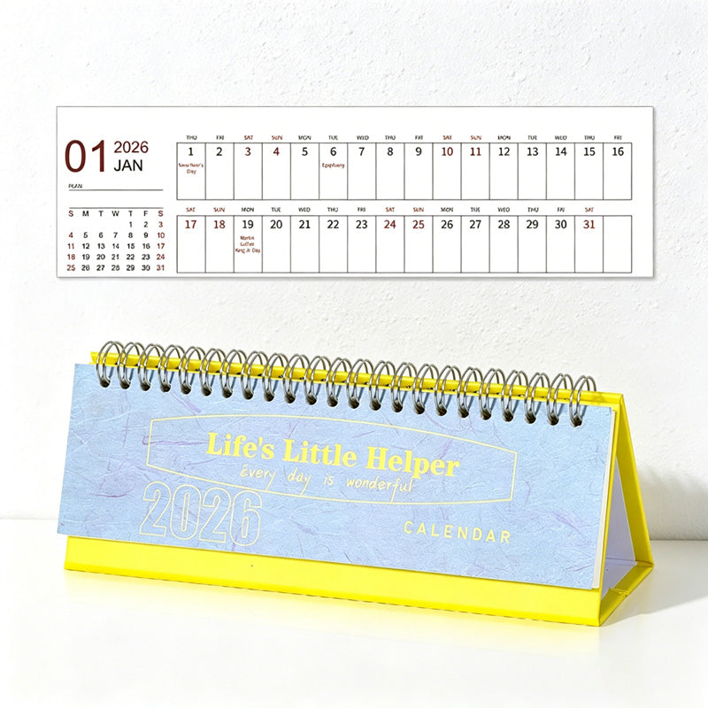 CouldNook Mini Desk Calendar - Minimalist English Desktop Calendar 2026-2025