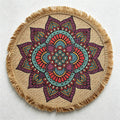 CouldNook Printed Jute Tassel Mat - Aesthetic Bohemian Round Placemat