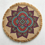 CouldNook Printed Jute Tassel Mat - Aesthetic Bohemian Round Placemat