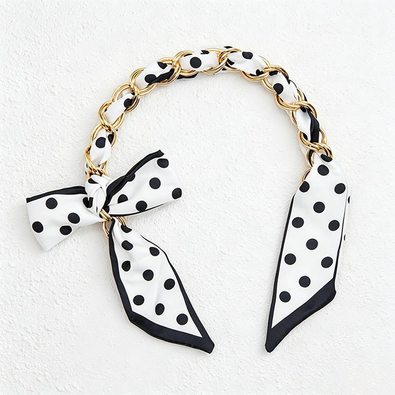 CouldNook 16.54'' Black Series Pattern Bow Chain Bag Strap - Everyday Accent