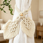 CouldNook Macrame Dual Leaf Curtain Tieback - Window Door Drape Accent Decor