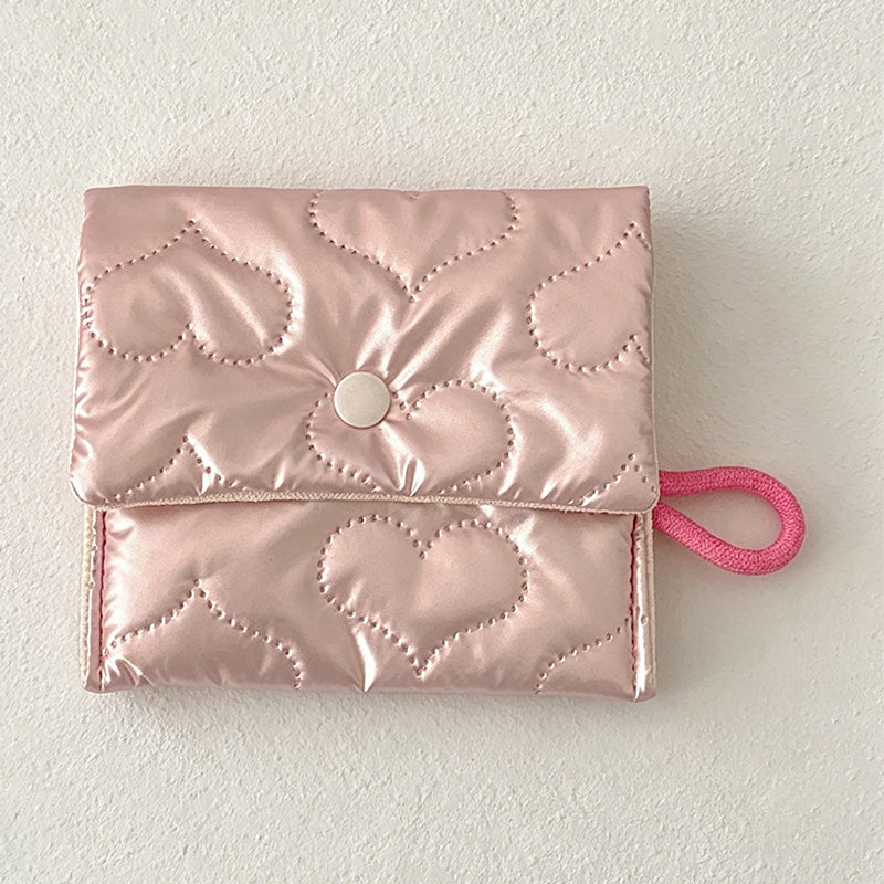 CouldNook Heart Quilted Mini Storage Pouch - Portable Makeup & Sanitary Bag