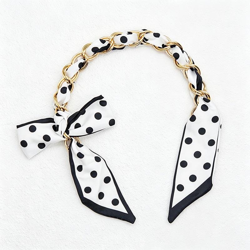 CouldNook 16.54’’ Black Series Printed Bow Chain Bag Strap - Soft Accent