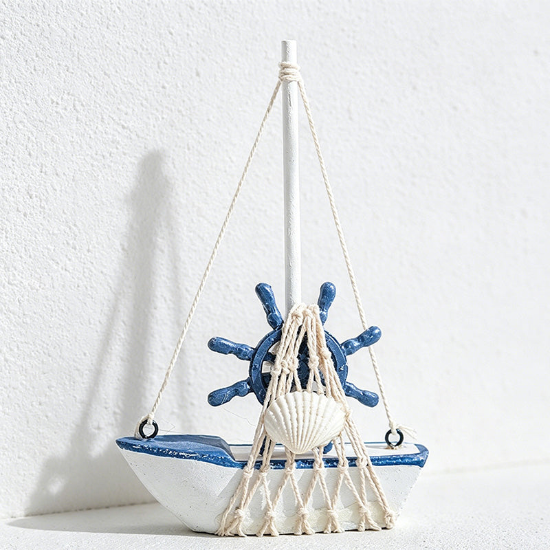 CouldNookMediterranean Wooden Sailboat Model - Nautical Table Decor Ornament
