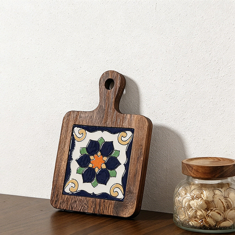 CouldNook Vintage Tile Wooden Trivet - Heat Resistant Kitchen Pot Holder