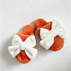 CouldNook Bunny Ear Bow Open Toe Slippers - Soft Bedroom Accent