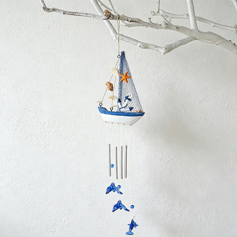 CouldNook Blue & White Wooden Sailboat - Nautical Sailboat Wall Ornament
