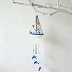 CouldNook Blue & White Wooden Sailboat - Nautical Sailboat Wall Ornament