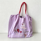 CouldNook Ballet Bunny Rose Embroidery Tote Bag - Everyday Market Accent